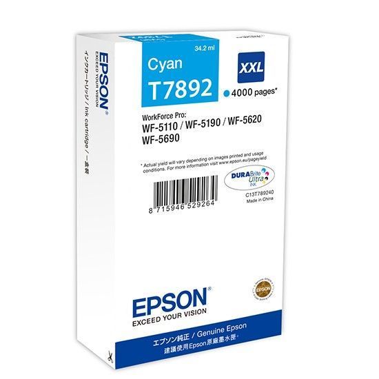 Зображення Картридж cтруменевий Epson WF-5110, WF-5620 cyan XXL (C13T789240)