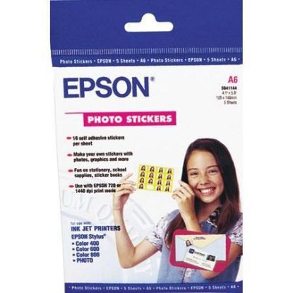 Зображення Фотонаклейки Epson Photo Stickers, 4 шт на аркуші, 5 аркушів А6, 180 г/м2 (S041176)