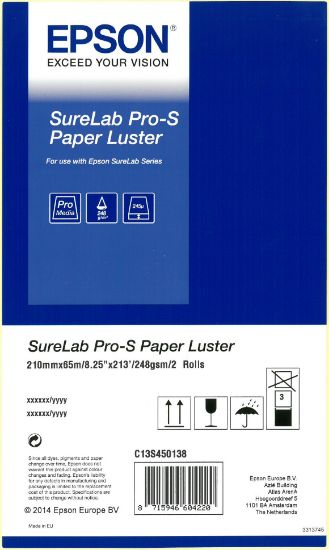 Зображення Папір Epson SureLab Pro-S Paper Luster BP A4x65 2 rolls (C13S450138BP)