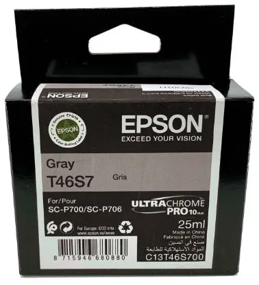 Изображение Картридж cтруменевий Epson Singlepack T46S7 Gray для SureColor SC-P700, 25 мл (C13T46S700)