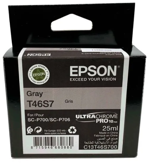 Изображение Картридж cтруменевий Epson Singlepack T46S7 Gray для SureColor SC-P700, 25 мл (C13T46S700)
