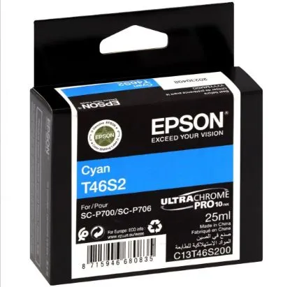 Изображение Картридж cтруменевий Epson Singlepack T46S2 Cyan для SureColor SC-P700, 25 мл (C13T46S200)